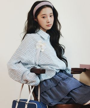 OVERFIT CHECK SHIRT_SKY BLUE