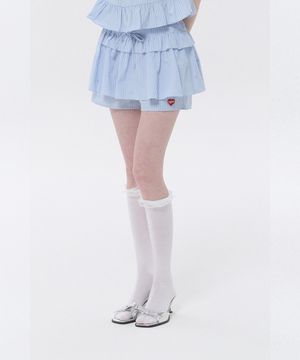 키르시 멜로우 러플 포인트 스커트 팬츠 [스카이]
