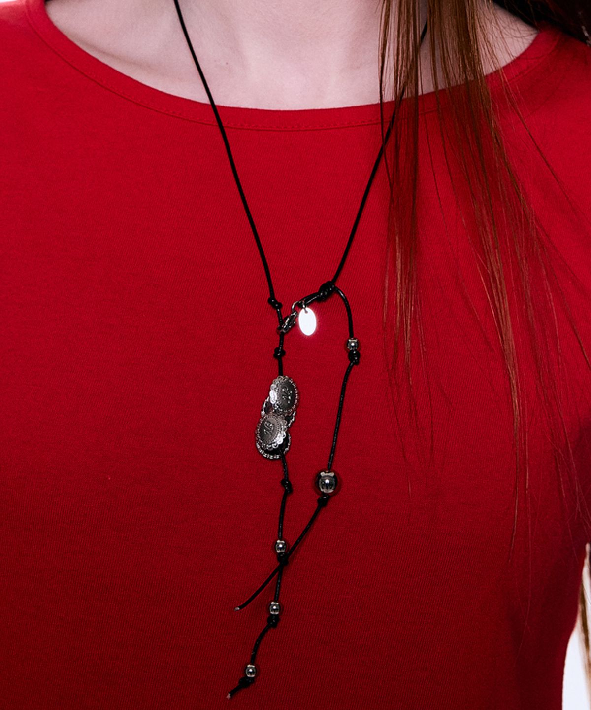 엔프프(NFF) medallion necklace-black