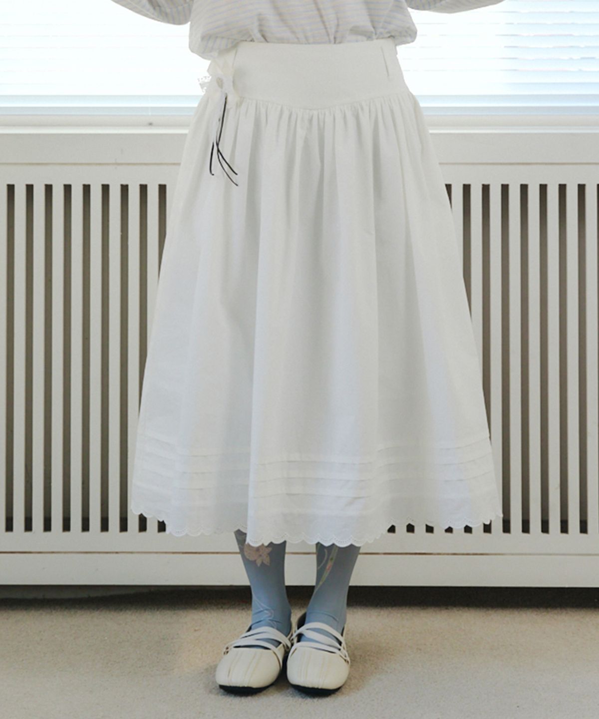 셀리테일즈(CELITAILS) YOKE SHIRRING LONG SKIRT_WHITE