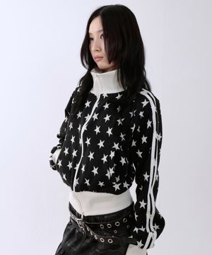 스타 자카드 집업 자켓 [블랙]