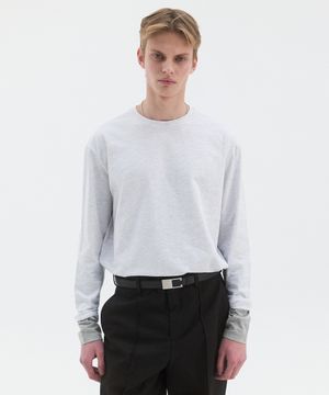 LAYERED SLEEVE JERSEY TOP - LIGHT MELANGE / GREY