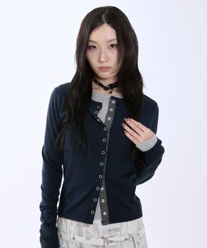 스타 포인트 슬림 가디건 [네이비]