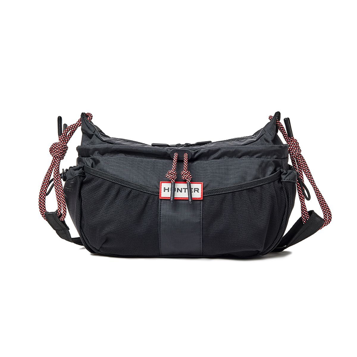 헌터(HUNTER) [UNISEX] 트래블 립스탑 크로스바디 - 블랙/레드박스로고 UBX7123NRSRBO