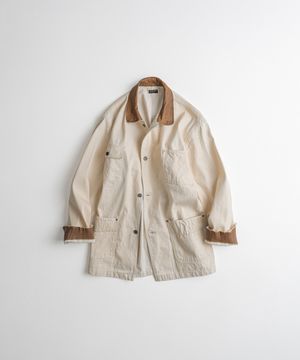 WASHED LEATHER COLLAR COVERALL JACKET natural aged