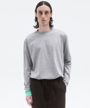 LAYERED SLEEVE JERSEY TOP - MELANGE / GREEN