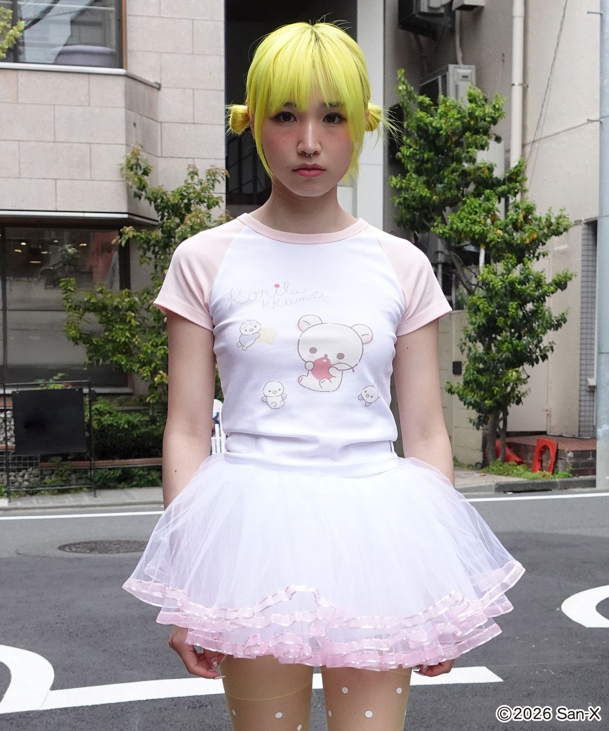 유희(YOUHEE) [KORILAKKUMA] RAGLAN T-SHIRTS PINK