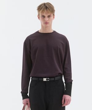 LAYERED SLEEVE JERSEY TOP - DARK PLUM / BLACK
