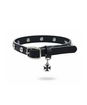 스터드 레더 초커 [블랙]