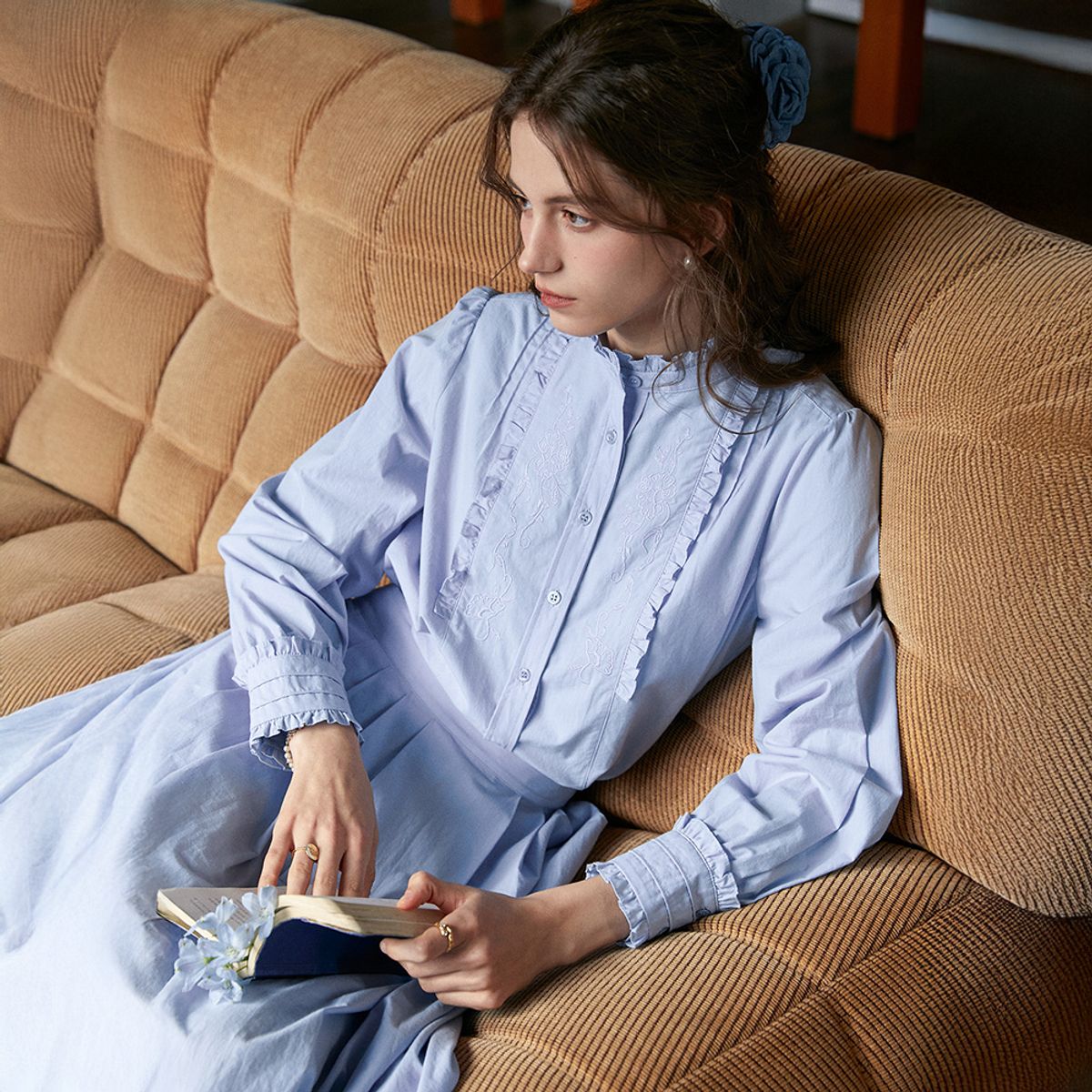 심플레트로(SIMPLE RETRO) SR_Cotton french up blouse