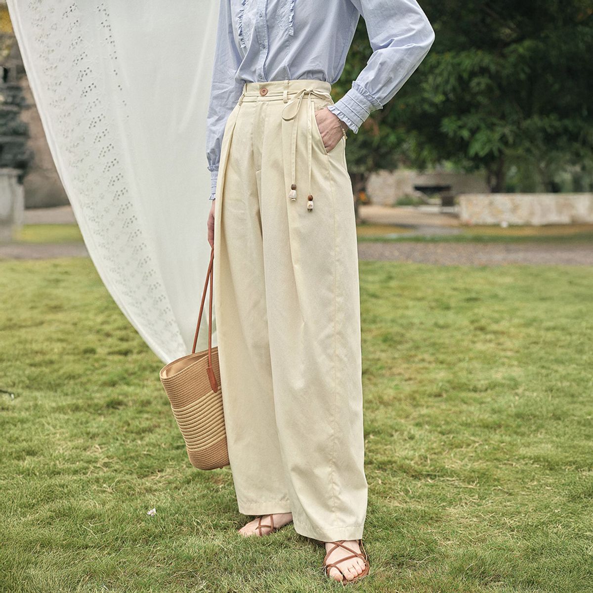 심플레트로(SIMPLE RETRO) SR_Loose drape wide pants_2color