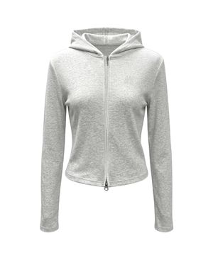 R 로고 슬림 집업 후디 [그레이]