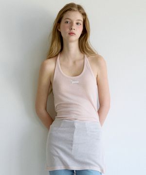 레터즈 홀터넥 레이어드 원피스 ( 핑크 )