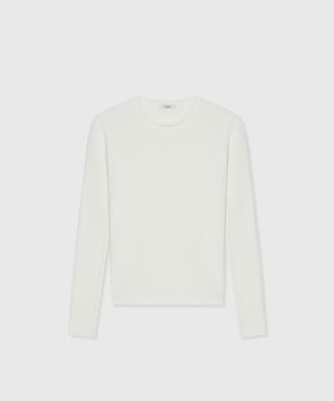 COTTON BLEND GAUZE WAFFLE LONG SLEEVE OFF WHITE