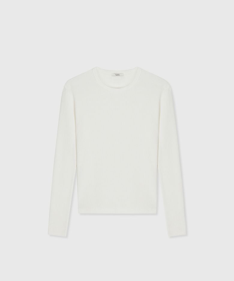 COTTON BLEND GAUZE WAFFLE LONG SLEEVE OFF WHITE