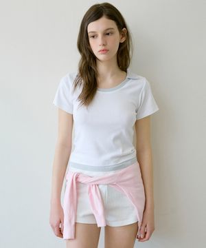 레터즈 유넥 카라 티셔츠 ( 화이트 )