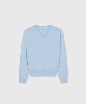ROUEN WOOL TL CLASSIC V-NECK SWEATER MISTY BAY