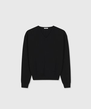 ROUEN WOOL TL CLASSIC V-NECK SWEATER BLACK