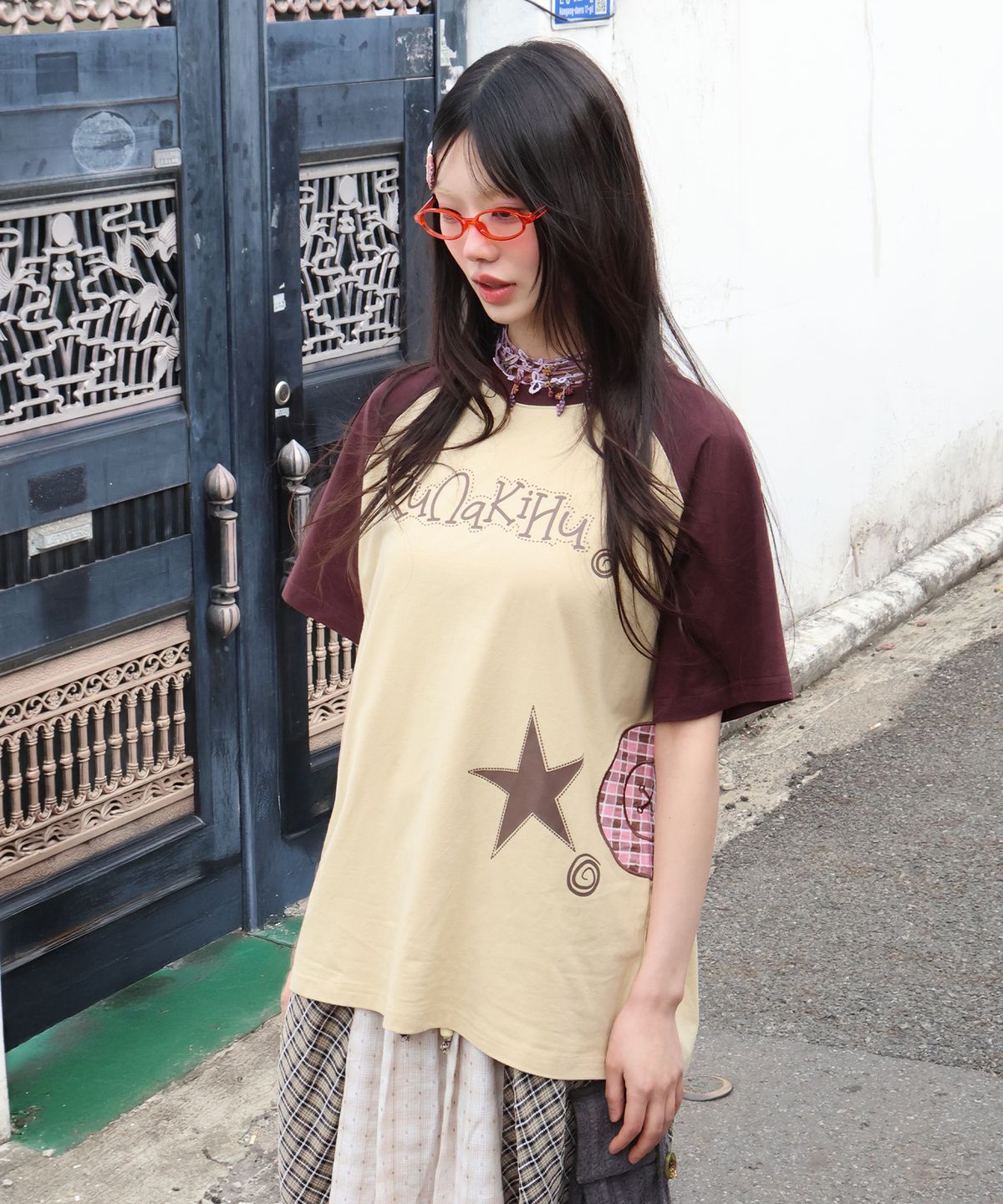루나키후(RuNaKi'Hu') WXT077 치쿠치쿠보탕 레글런 티셔츠 (BEIGE)