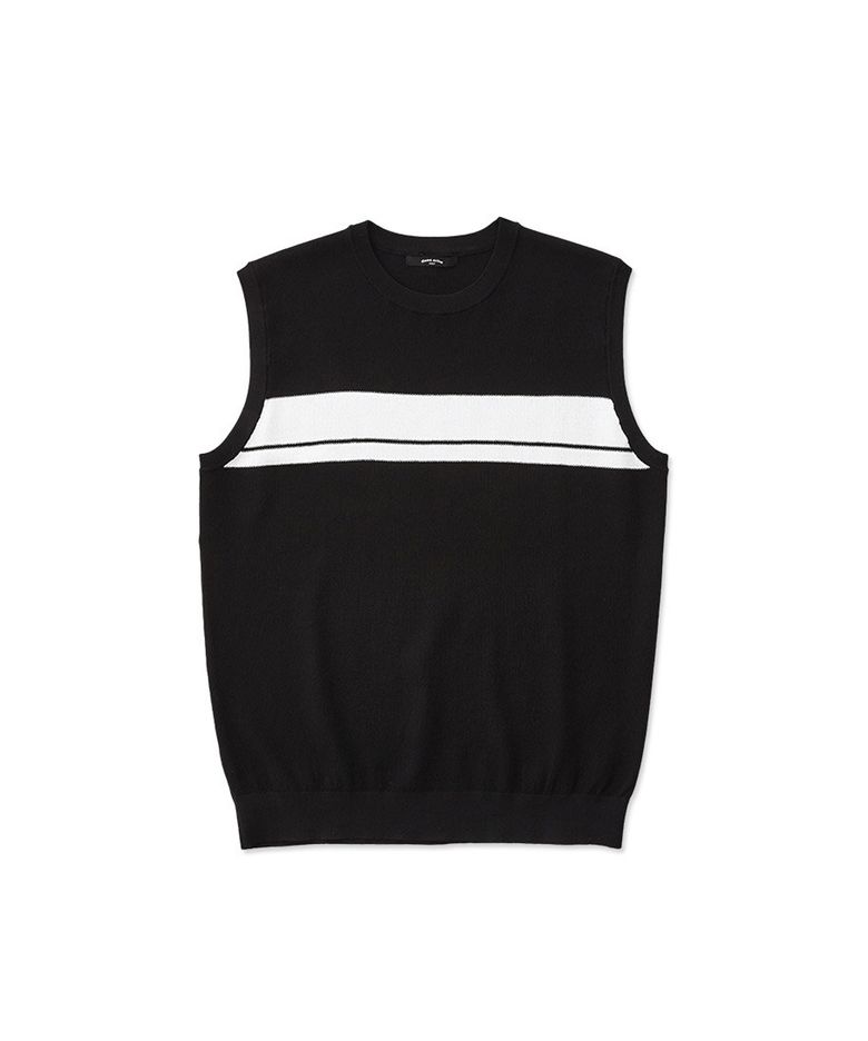 DIEMS [GOLF] 블록 라운드 니트 베스트 블랙 (클래식핏)_DGKUB11CMB