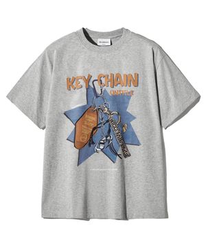키체인 그래픽 티셔츠-멜란지그레이
