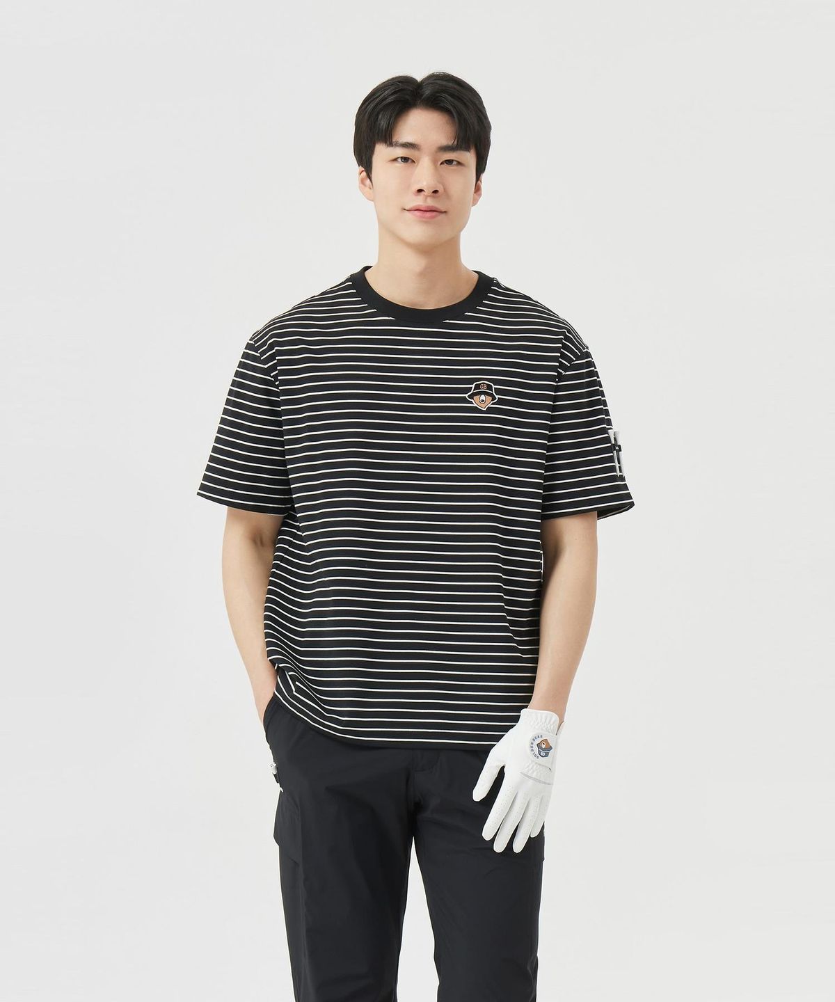 골든베어(GOLDEN BEAR) (M) Striped Crew-neck T-shirt G4TAM26451BKX