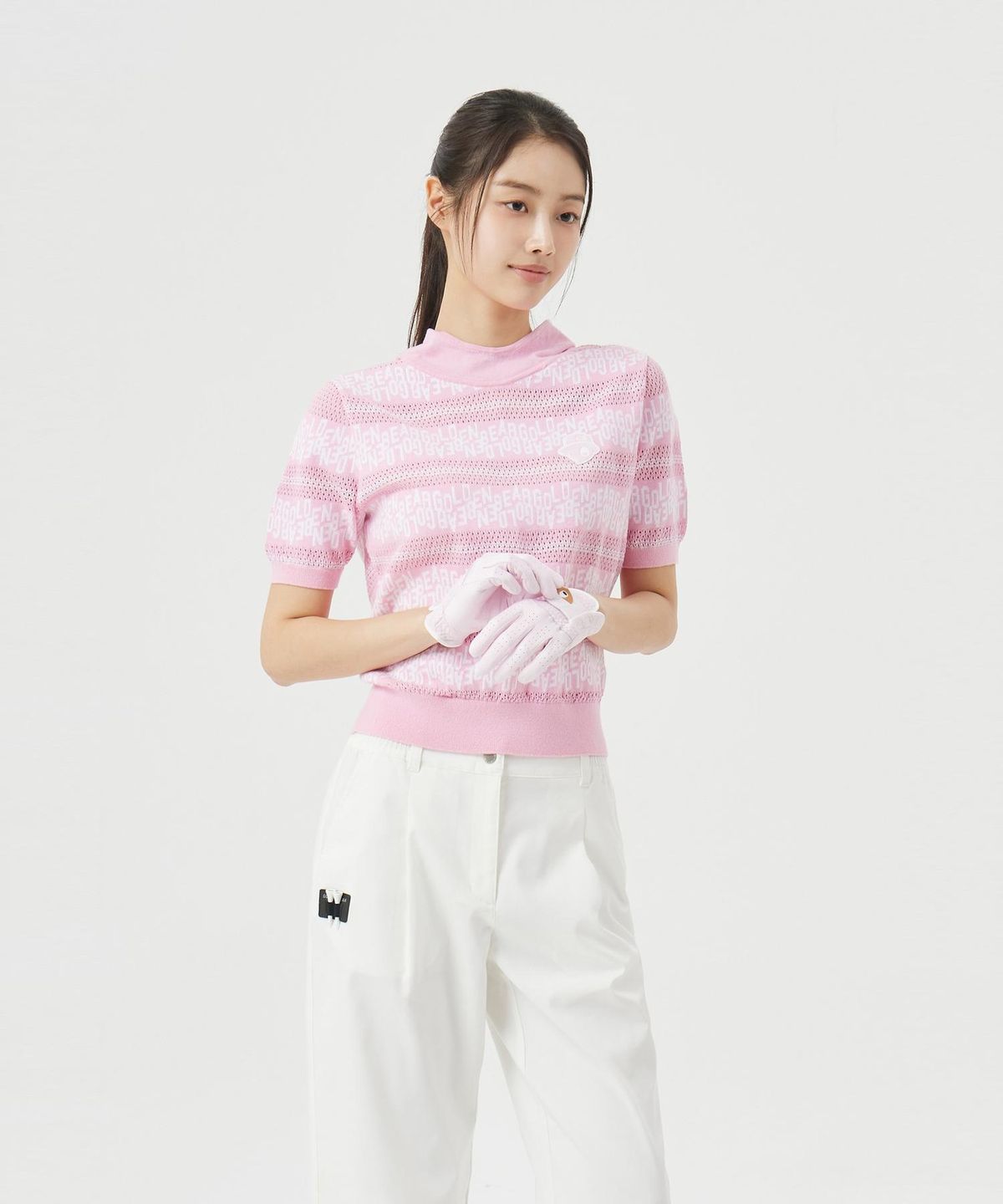 골든베어(GOLDEN BEAR) (W) Hoodie Lettered Stripe Sweater G5WAM26301PIX