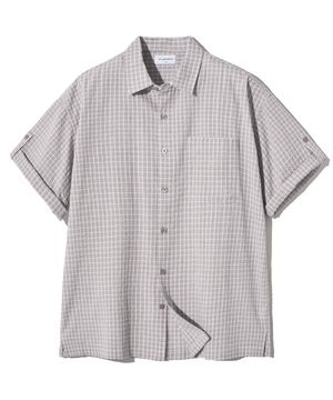 롤 업 체크 하프 셔츠-핑크