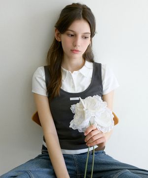 레터즈 더블 레이어드 피케이 카라티 ( 아이보리 )