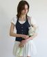 레터즈 레이스 버튼 홀터넥 탑 ( 네이비 )