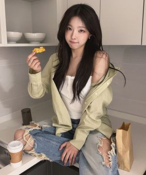 [남서연 Pick] 레터즈 시스루 스트라이프 셔츠 ( 올리브 )