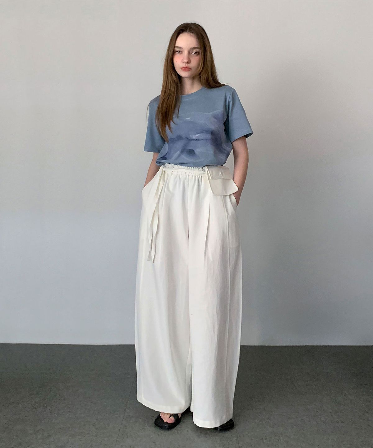 바스카라(VASCARA) Dear Banding Wide Slacks (2colors)