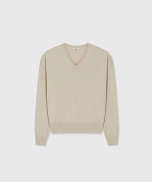 ROUEN WOOL TL CLASSIC V-NECK SWEATER ROCK SALT