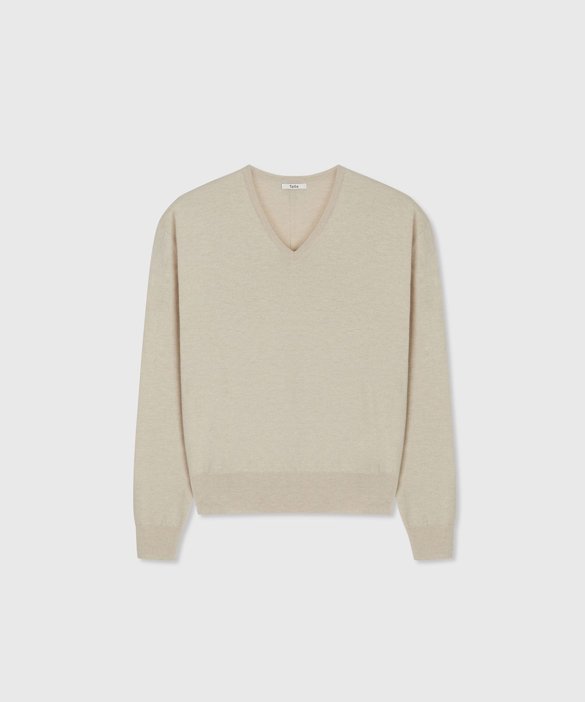 타일레(TAILLE) ROUEN WOOL TL CLASSIC V-NECK SWEATER ROCK SALT