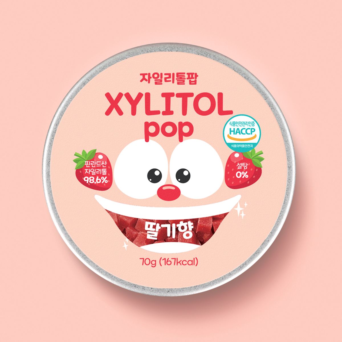랩온랩(LABONLAB) 무설탕 수제 틴케이스 자일리톨사탕 딸기향 핀란드산 자일리톨 100%