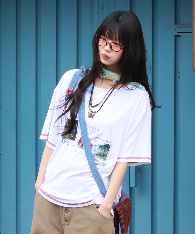 WXT089 츠즈리 원숄더 티셔츠 (WHITE)