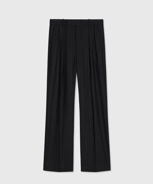 TUXE PLEATED WIDE-LEG TROUSERS BLACK STRIPE