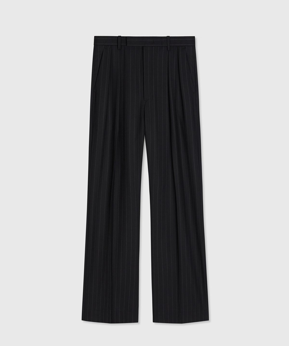 타일레(TAILLE) TUXE PLEATED WIDE-LEG TROUSERS BLACK STRIPE