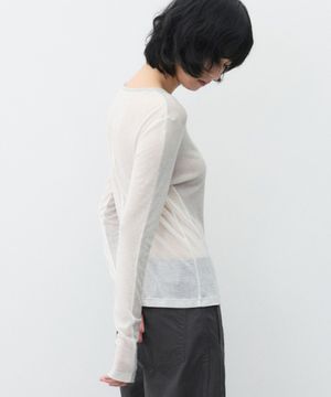 (우먼)메리노 울 투 페이스 롱 슬리브 멜란지 그레이