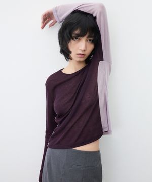 (우먼)메리노 울 투 페이스 롱 슬리브 플럼