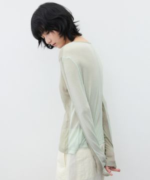 (우먼)메리노 울 투 페이스 롱 슬리브 카키