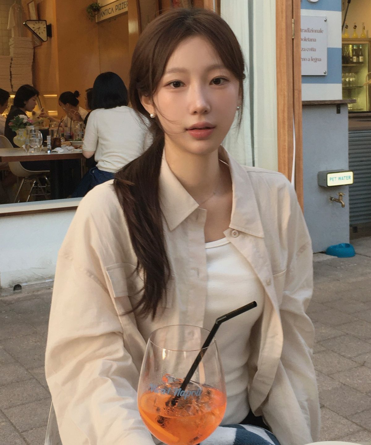 마인드브릿지 우먼(MIND BRIDGE WOMEN) [W]시어 코튼 오버핏 아웃포켓 셔츠 - 3color