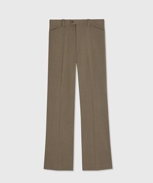 80S CONTOURED WAIST WOOL TROUSERS TOBACCO TWILL