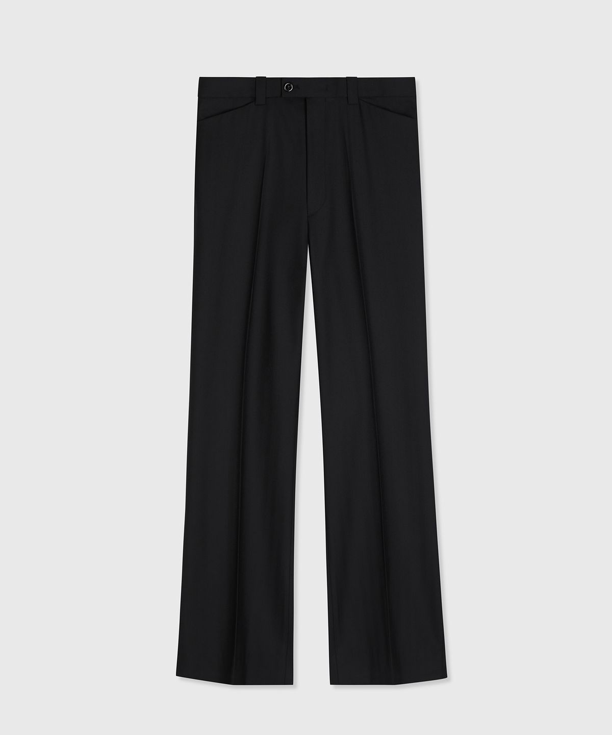 타일레(TAILLE) 80S CONTOURED WAIST WOOL TROUSERS BLACK HERRINGBONE