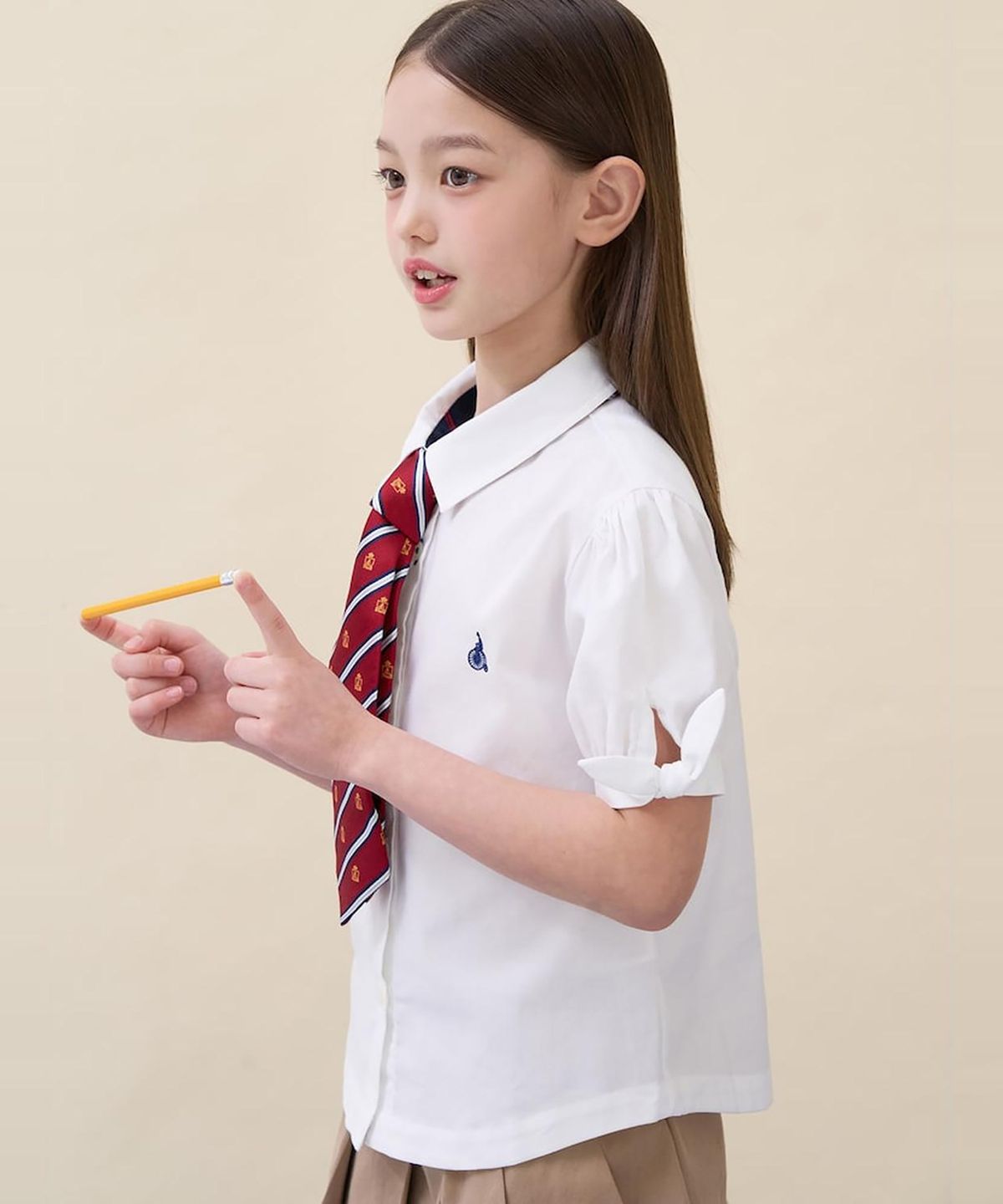 빈폴 키즈(BEANPOLE KIDS) [Essential] 여아 옥스포드 반소매 셔츠  화이트 (BI6365GE11)