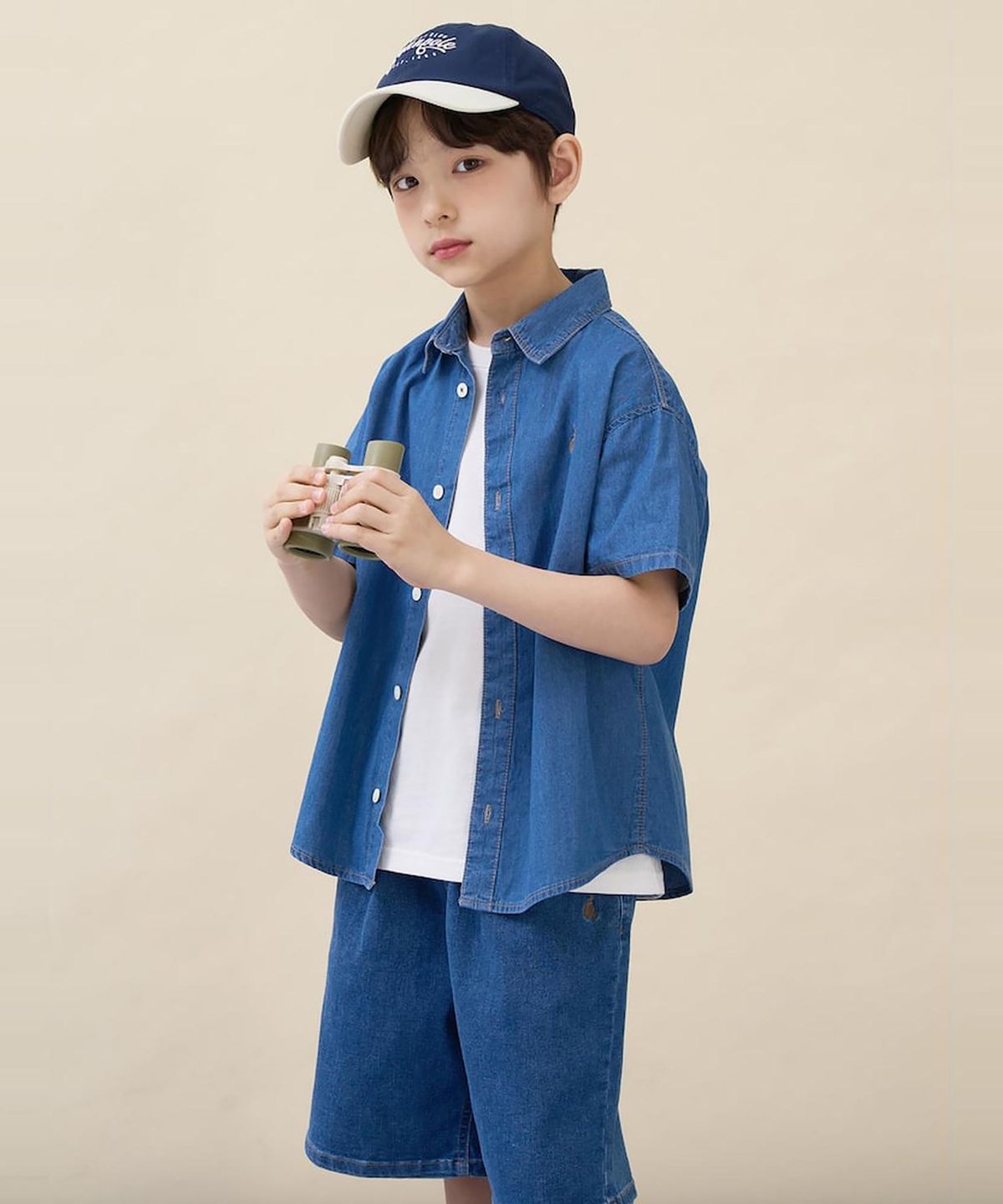 빈폴 키즈(BEANPOLE KIDS) [Essential] 데님 반소매 셔츠  블루 (BI6365UE2P)