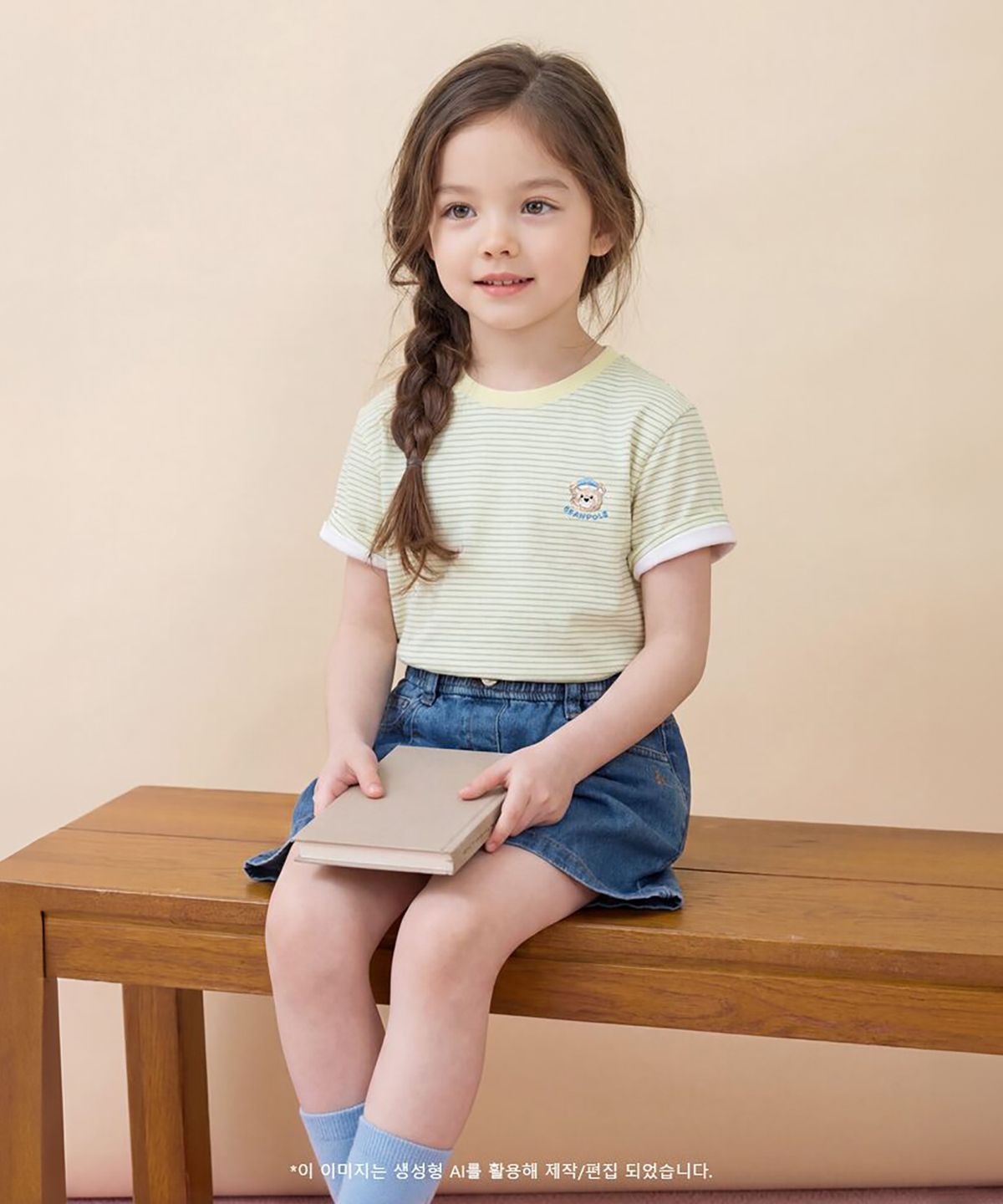 빈폴 키즈(BEANPOLE KIDS) [Essential] 달이 포인트 멀티 스트라이프 티셔츠  옐로우 (BI6342GE1E)