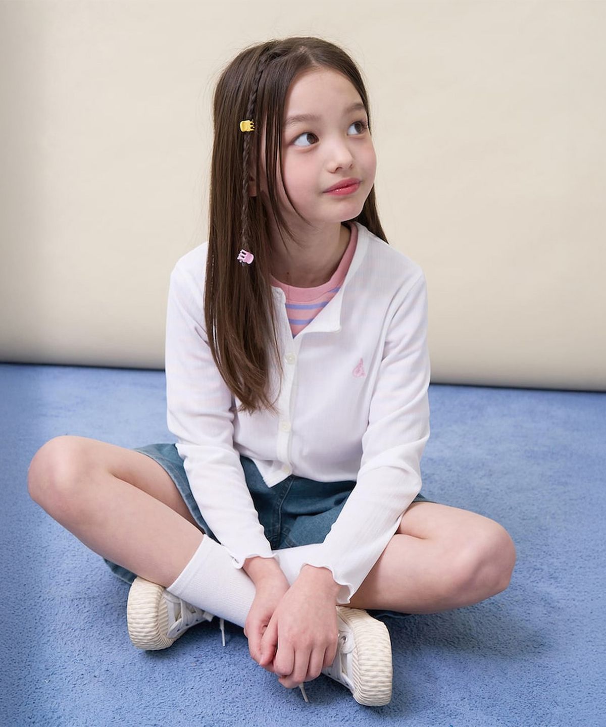 빈폴 키즈(BEANPOLE KIDS) 여아 핫썸머 차르르 골지 카디건  아이보리 (BI6241G030)