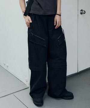 DETACHABLE COTTON PANTS BLACK