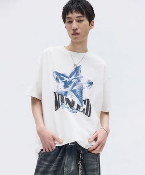 LUCENT STAR GRAPHIC HALF T WHITE GREYISH BLUE